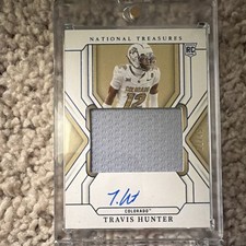 Panini 2025 Nat Treasures Blue RC Patch Auto Travis Hunter 12/49 NUMBER MATCH 