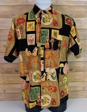 Koko Island Hawaiian Shirt Mens Large Short Sleeve Hula Dancers Tikis Ukuleles