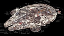 Star Wars millennium falcon infographics black Custom Gaming Mat Desk 3826