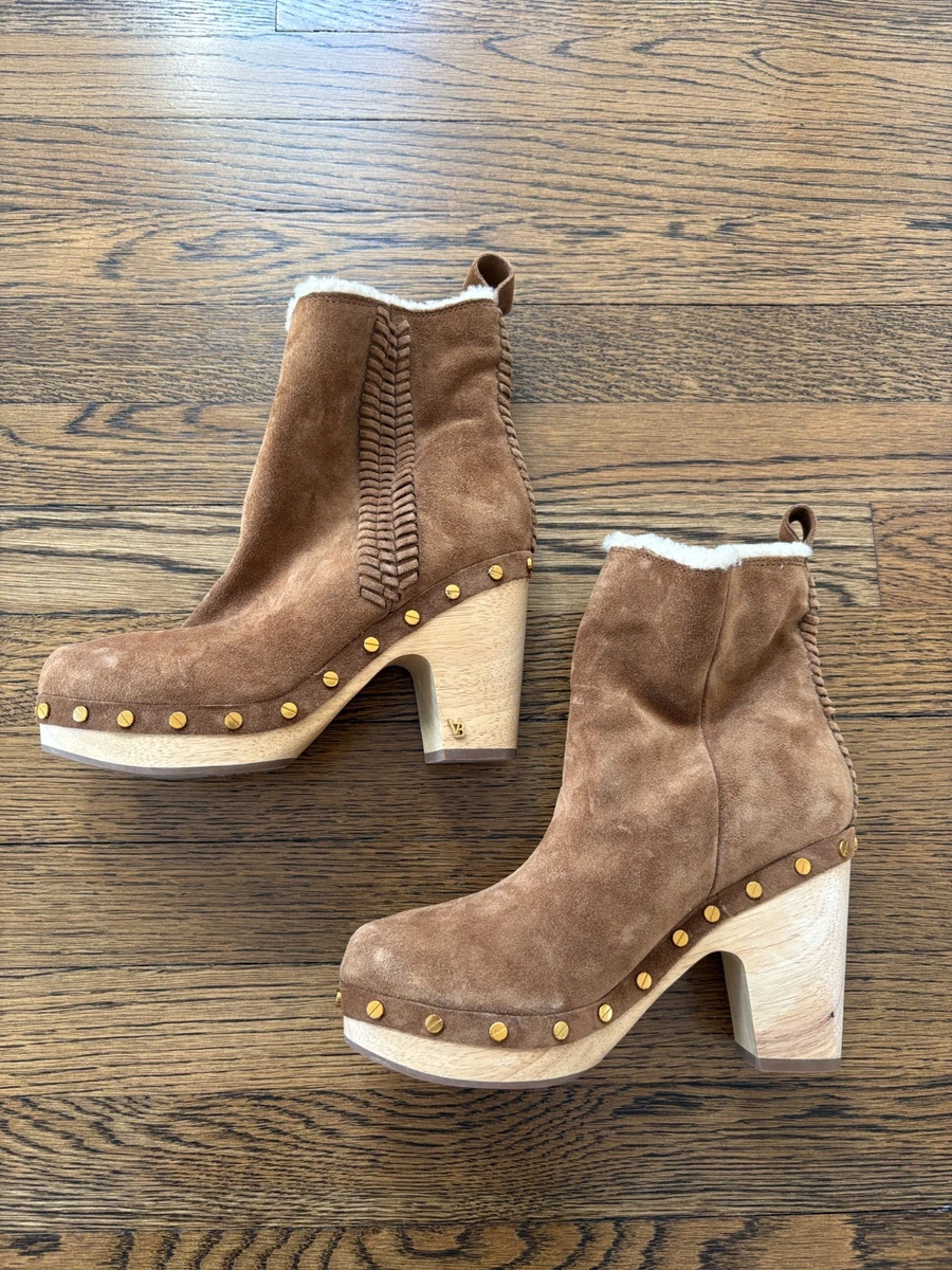 Veronica Beard NWOB Daxi Suede Studded Clog Booties , shearling, 6.5