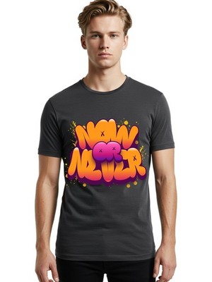 Now-Never Mens Graphic Tee,100% Cotton,Casual Summer Wear