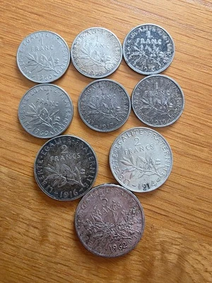 lot de 9 Pièces argent semeuse (63,9g) - Photo 1/3