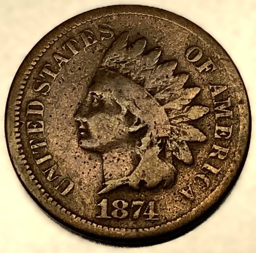1874 Indian Head Cent Good Condition Penny 1c Cent - 2094