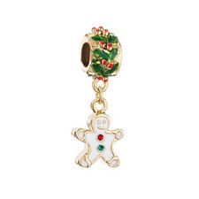Christmas Gingerbread Man Charm Dangle Bead for Women Bracelets