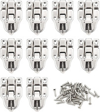 10 Pack Metal Duck-Billed Box Hasp Lock Toggle Latch Catch, Silver Decorative Ha