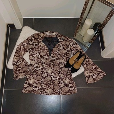Neu Leobluse L 44 46 Body Flirt Boutique blusenshirt weite Ärmel Leoprint Top