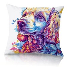 Dog Mom Gift, for Dog Lover - Colorful Dog with Floral Art Throw Pillow Cover