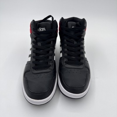 Adidas Hoops 2.0 Mid Core Black White & Scarlet Size 9