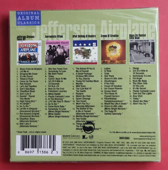 Jefferson Airplane – Original Album Classics 886973138625 EU 5CD
