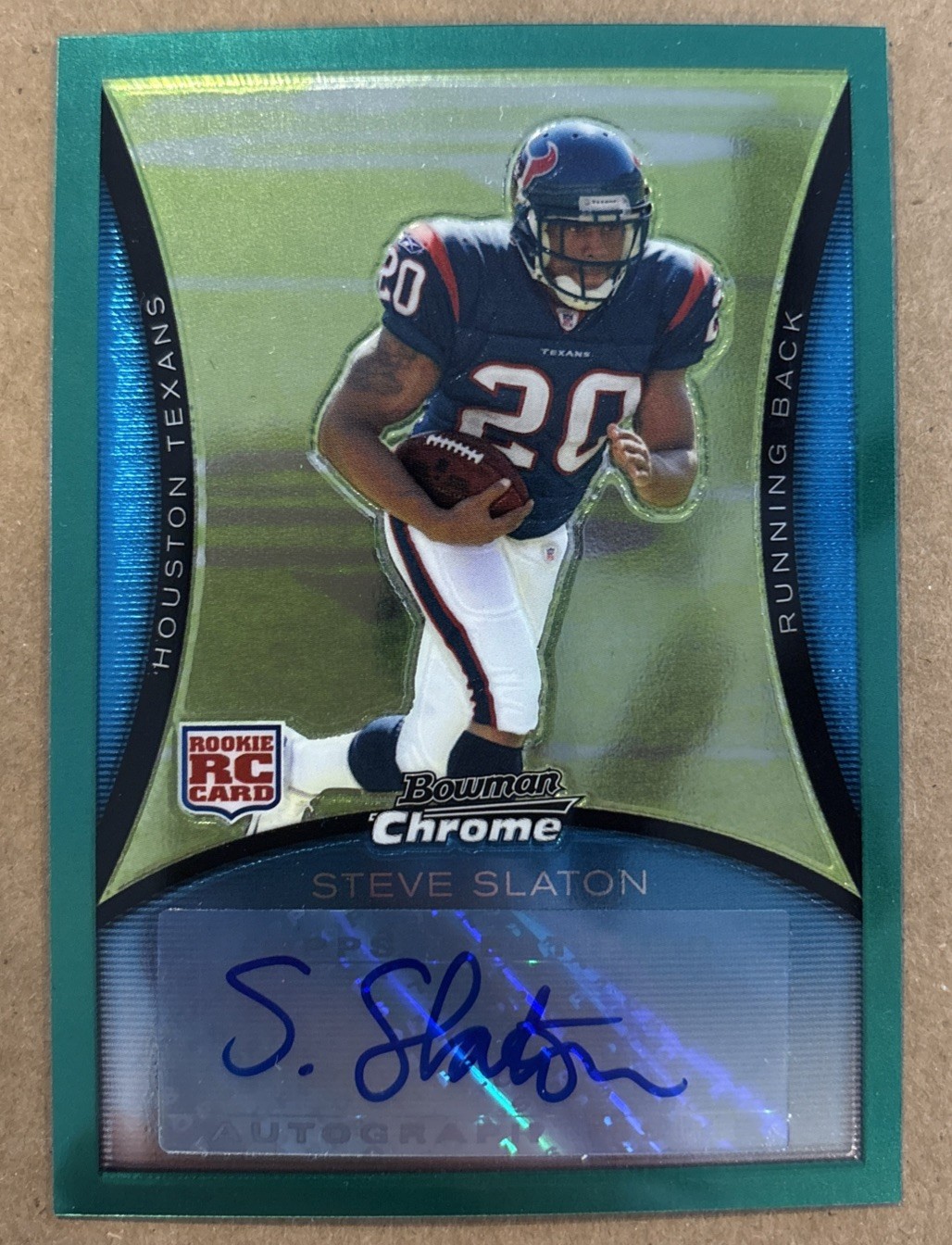 Steve Slaton Bowman Chrome #BC74 Autograph