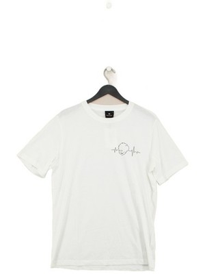 Paul Smith Herren T-Shirt M Weiß Grafik 100% Baumwolle Basic Neu Mit Etikett