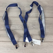 TOPMAN Men s Suspenders Braces Blue with White Stripes