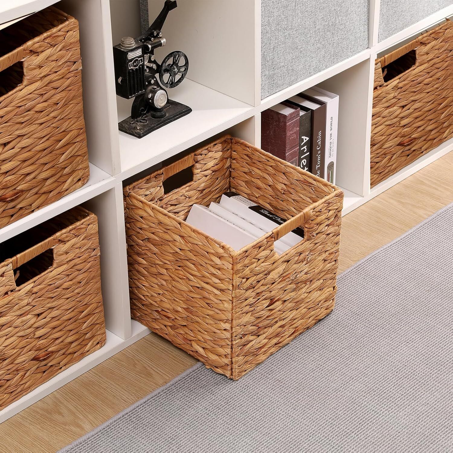 Wicker Storage Cube Foldable Hand-Woven Hyacinth Storage Basket