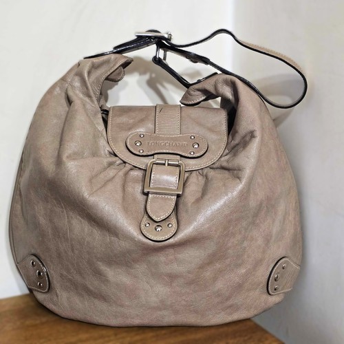 LONGCHAMP Hobo Shoulder Bag Handbag beige Taupe Color Large - Picture 6 of 13