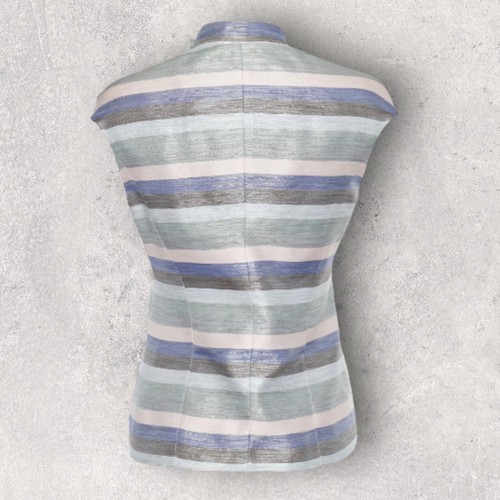 Chaleco sin mangas Emporio Armani vintage multicolor a rayas mezcla de seda IT 44 UK 12 - Imagen 3 de 6