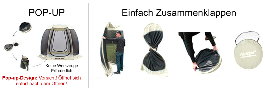Alvantor Pop-Up Zelt/Pavillon | 2,4 X 2,4 M, Für Garten, Camping & Strand | UV-Schutz, Mit Abnehmbarem Dach
