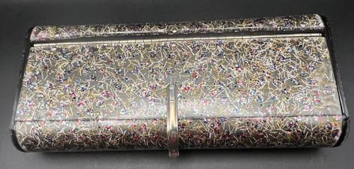 Rare! Vintage 1950’s Wilardy Lucite Glitter Confetti Mirror Clutch Purse Bag
