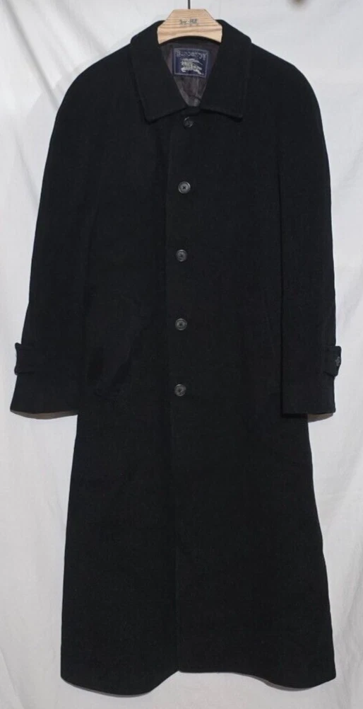 BURBERRYS' Loomed in Great Britain Cappotto Uomo Lungo Nero Lana Taglia Vedi Desc