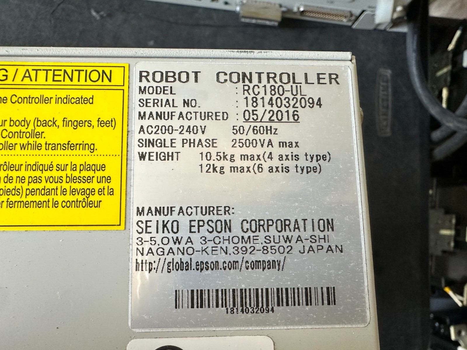 EPSON RC180 ROBOT CONTROLLER ONLY 2 LEFT