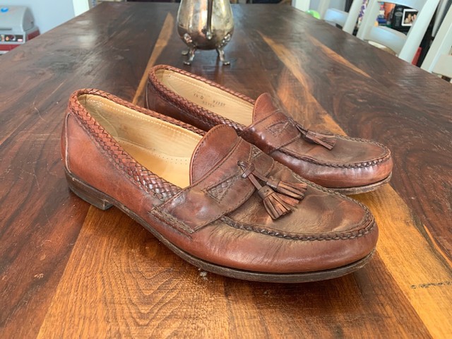 Allen Edmonds Maxfield Menâs 14 Brown Braided Leather Tassel Loafer Shoes | eBay