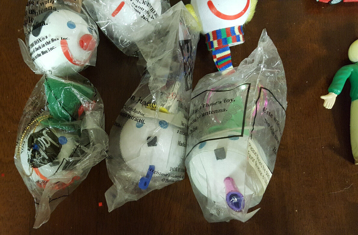 Jack in the box antenna balls, lot of 12 with 10 unopened new, figures