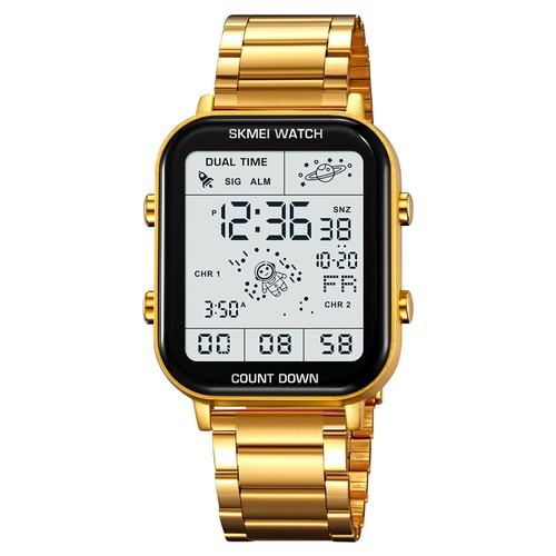 SKMEI Men LED Watch Rectangle Digital Wristwatch Countdown Watch for Boys Girls - Picture 25 of 27