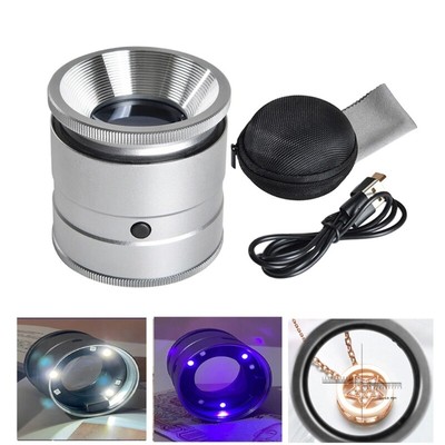 10X Magnifying Lens Handheld Eye Loupe Magnifier with Scale LED Light