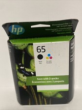 HP 65 2-pack Black/Tri-color Original Ink Cartridges, T0A36AN 140 /Read
