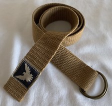 Beige Military Style Canvas D Ring Buckle BELT Unisex adjustable TotalLength 37  