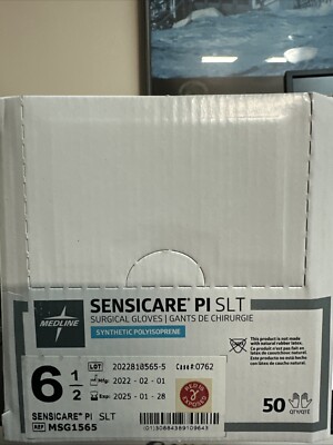 SURGICAL Gloves - Sensicare PI SLT, Size 6.5 Medline MSG1565, 50 PAIRS/Box.