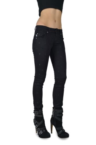 PANTALON BRODÉ CRÂNE NOIR TRIPP SKINNY JEAN EMO PUNK ROCKER GOTH EMO IS4162E - Photo 1 sur 4