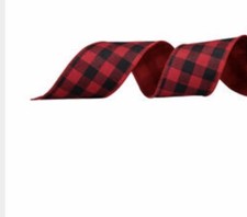 Christmas/Holiday Wire Edge Ribbon 2.5  X 75 Ft RED/BLACK CHECK New