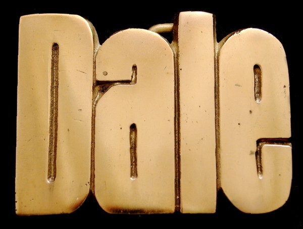 MH14128 *NOS* VINTAGE 1970s/80s CUT-OUT NAME ***DALE*** SOLID BRASS BUCKLE
