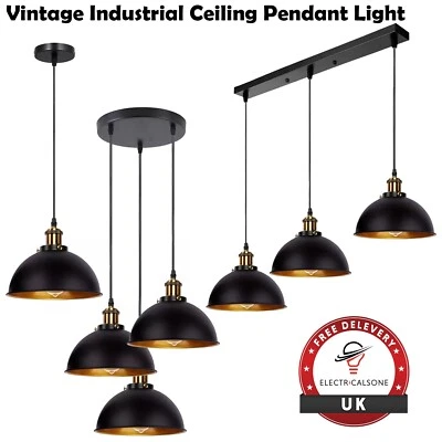 Vintage Industrielle Deckenanhängerleuchte Metall Loft Hängende Retro Lampe - Bild 1 von 4
