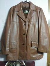 Vintage 1970s SEARS THE LEATHER SHOP Brown Lined Leather Jacket Men's Size 42