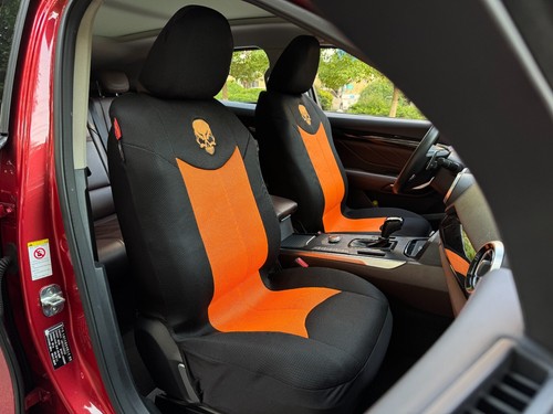 Fundas protectoras de asiento delanteras de coche para Honda Civic 1995-2025 malla negra y naranja 2 piezas - Imagen 3 de 12