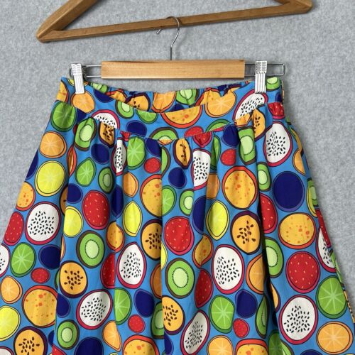Lorraine Party Skirt Womens 10 S Fruit Slices Colourful Midi Pockets Retro - Picture 2 of 11