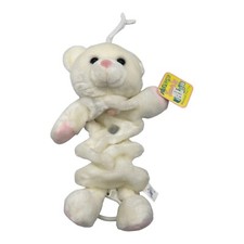 1999 Snuggle Toy Cream  Pastel Pink Bear Musical Crib Pull Toy Plush Vtg Tags