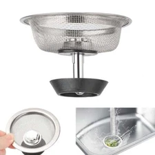 1/2PCS Kitchen Sink Strainer Stainless Steel Mesh Bath Drain Stopper Filter New