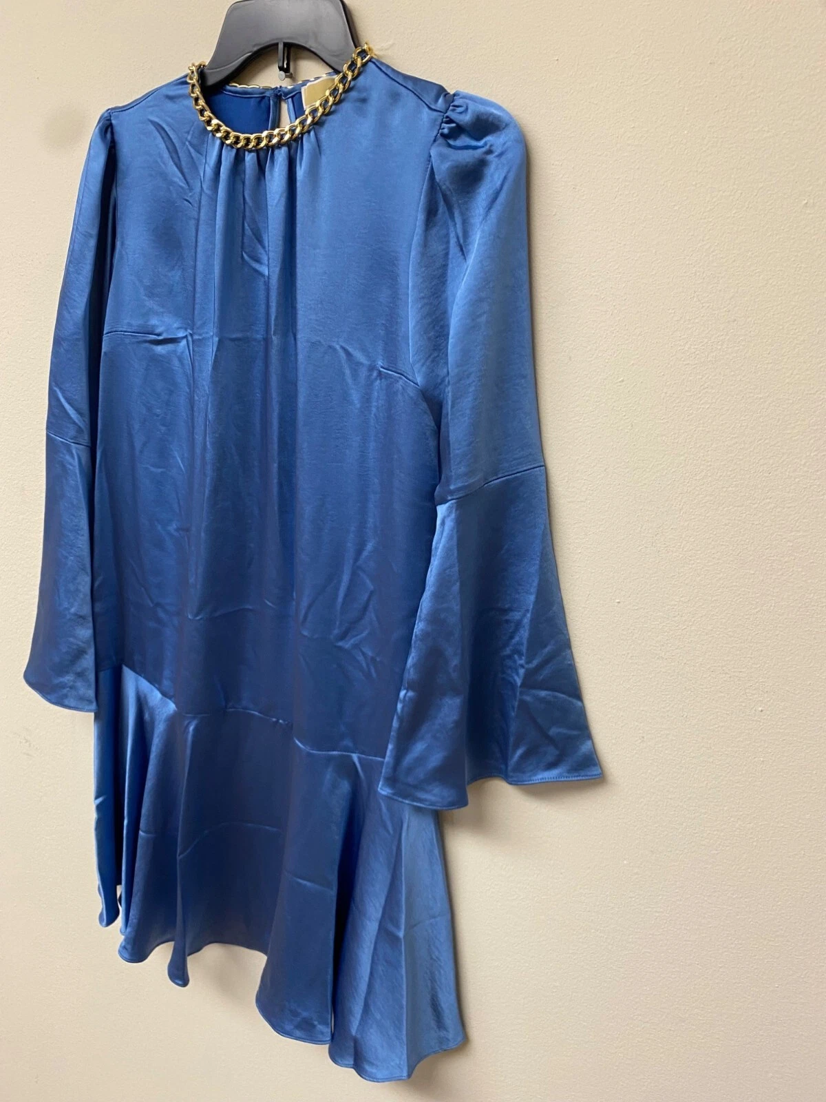 Abito donna Michael Kors catena mirtillo girocollo manica a campana taglia XXS nuovo con etichette