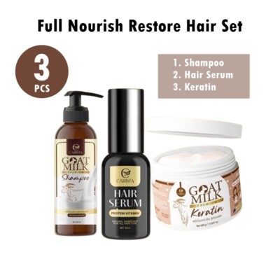 3X Carista Hair Serum Protein Vitamins Nourish Growth Goat Milk Shampoo Keratin
