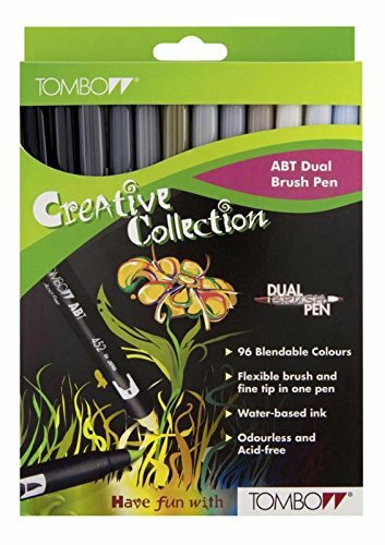 TOMBOW Dual Brush Pen ABT, 12-colours-set, grey colours (x6o)