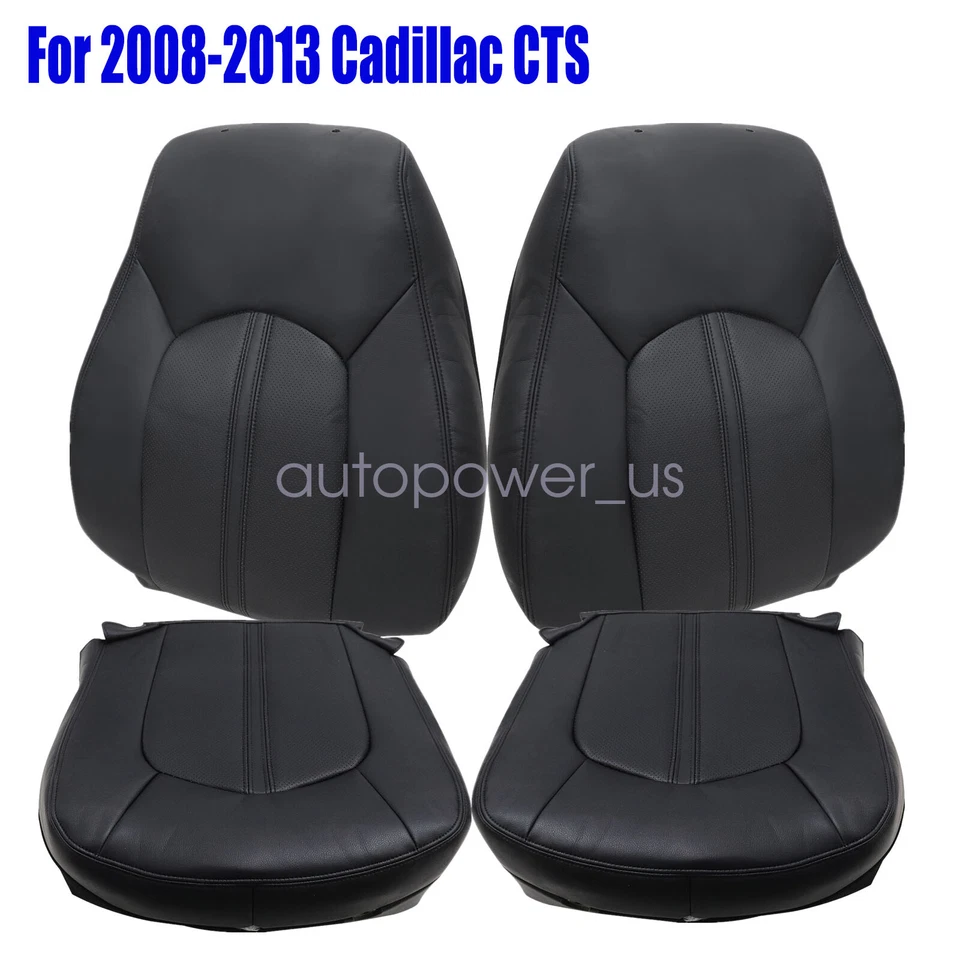 For 2008 2009-2013 Cadillac CTS Front Side Bottom-Top Leather Seat Cover Black - Image 4 of 4