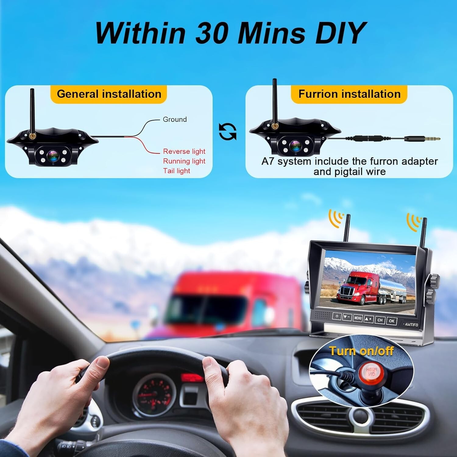 RV Backup Camera Wireless Easy Install: Plug & Play for Furrion Pre-Wired RVs ,,