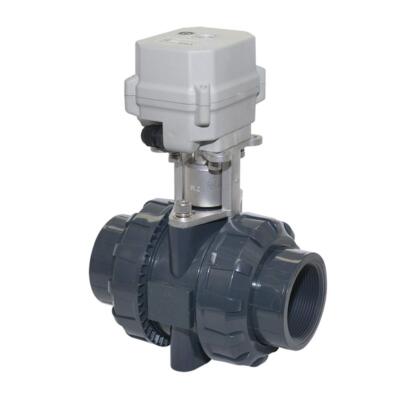 1 1/4'' DN32 Two Way AC110~230V PVC Motorized Ball Valve,With Manual Operation
