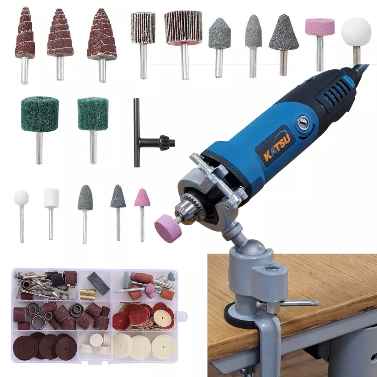 KATSU 400W Electric Die Grinder Polisher 123PCs Accessories 6mm Chuck