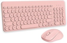 Arcwares Wireless Keyboard and Mouse Combo, Sweet Pink Cute Keyboard, 2.4G U...
