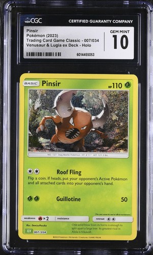 CGC 10 GEM MINT Pinsir 007/034 CLV TCG Classic Venusaur Deck Holo Pokémon 2023
