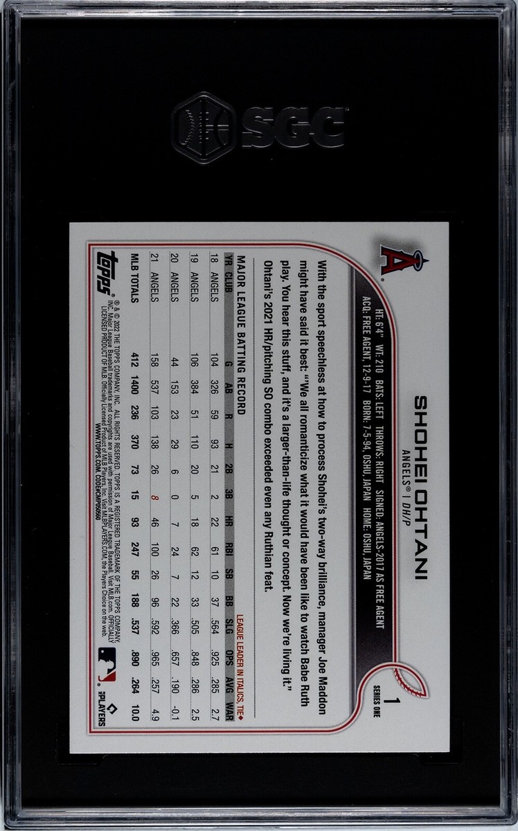 2022 Topps #1 Shohei Ohtani SP Photo Variation Angels SGC 10