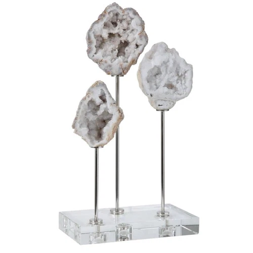 Uttermost Cyrene Contemporary Steel Marble and Crystal Accessory in White - Picture 1 of 5